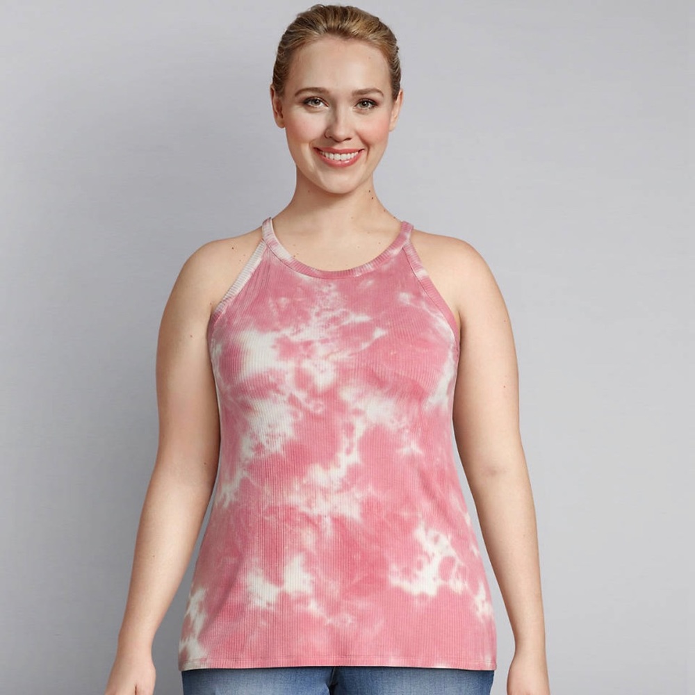 Lane Bryant NWT Tie Dye High-Neck Ribbed Tank Top
